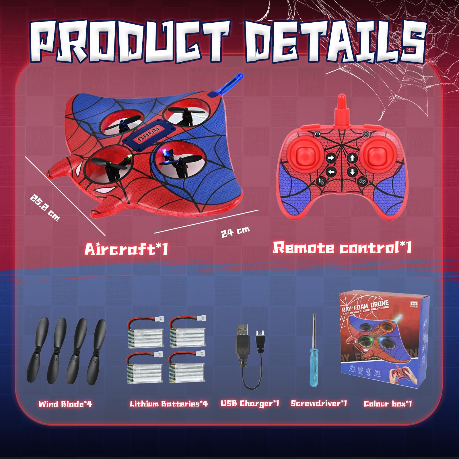 PATEMZON Avión Teledirigido, 2.4 GHz Avión de Control Remoto de Radiocontrol, Aviones Juguete Modelo con 4 Baterías y Luz LED, Teledirigidos Drones Mini Dron Regalo para Niños y Niñas