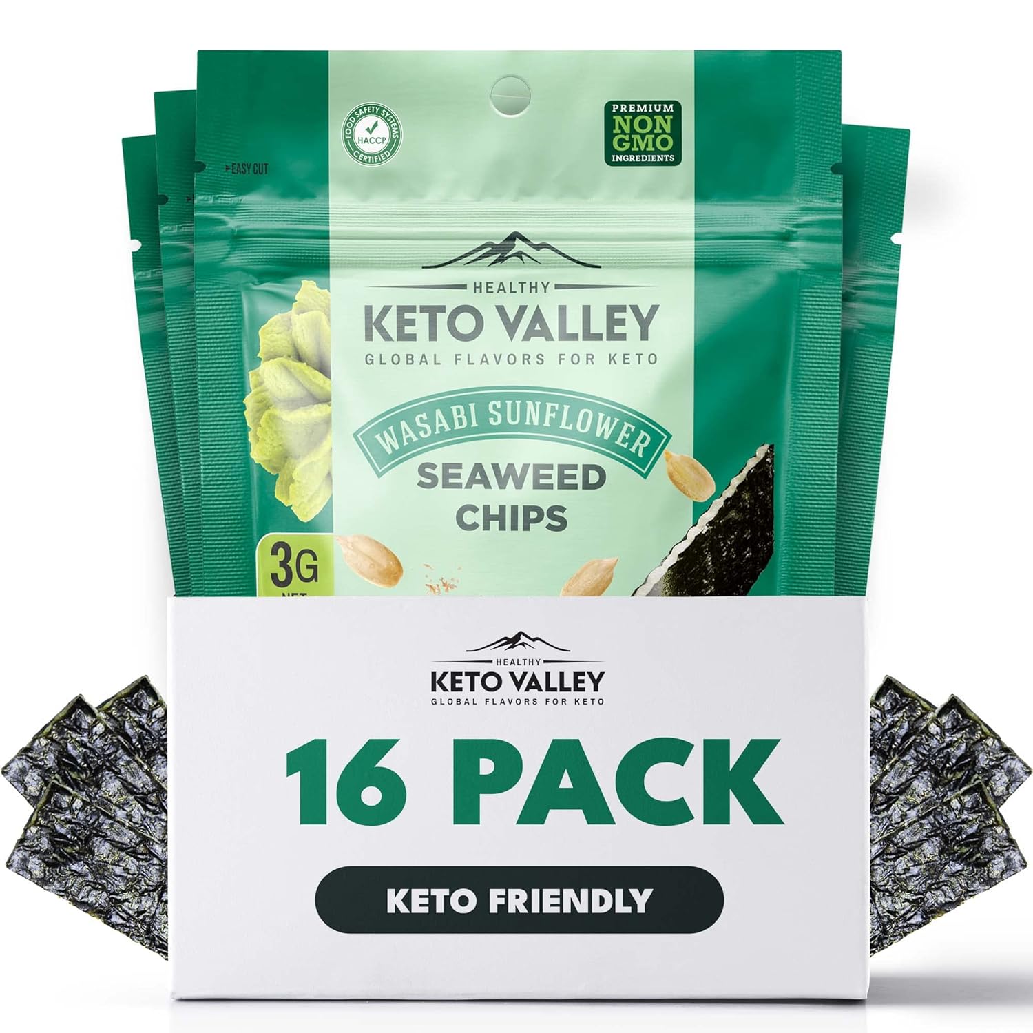 Keto Valley Seaweed Snacks 3g Net Carbs Wasabi