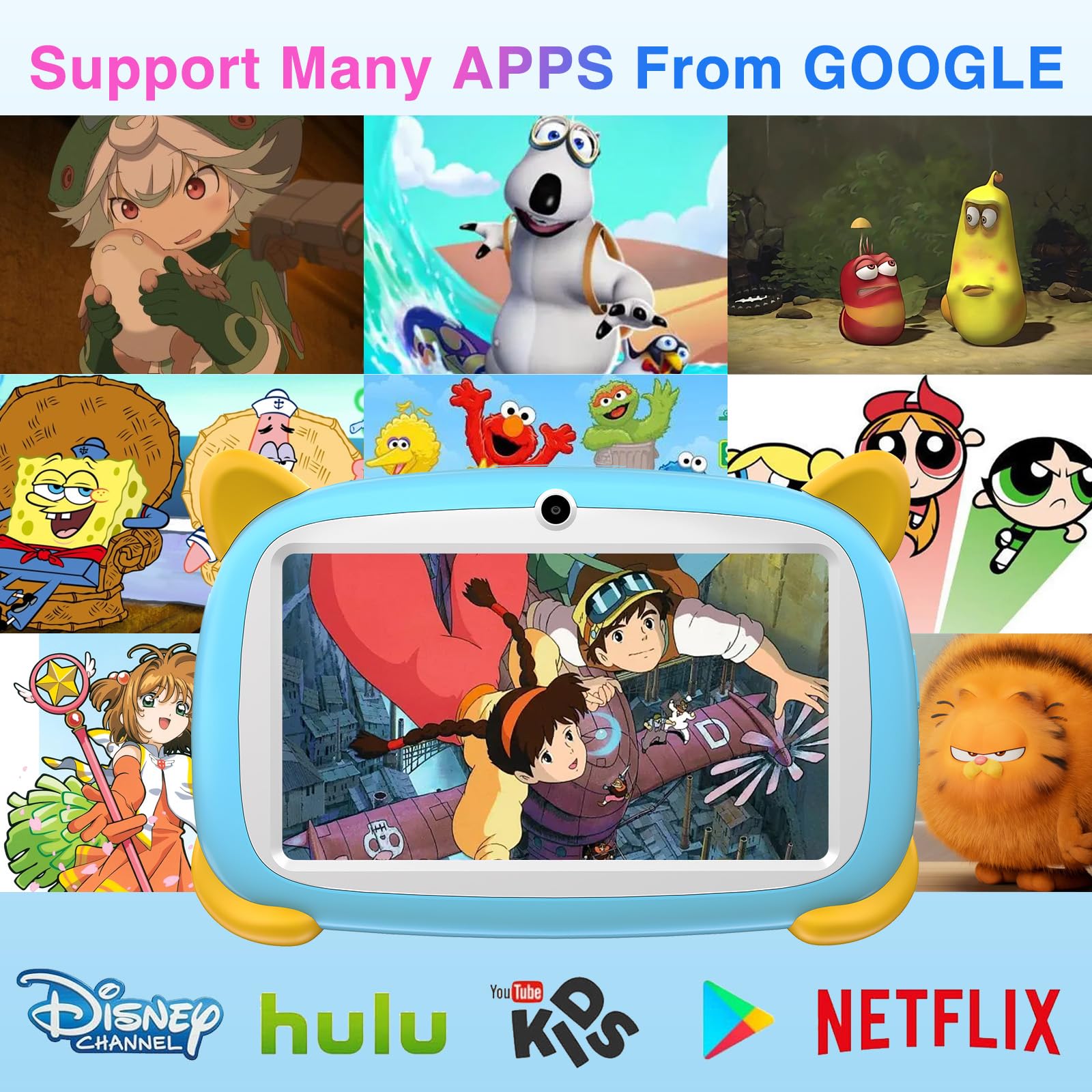 U7 Tablet per Bambini 7 Pollici, Android Tablets, Tablet bambini,4GB (2GB+2GB) RAM+32GB ROM/TF 1TB, compatibile con Kids Space, Kids Software, Wifi,Tablets PC con Controllo Parentale Blu