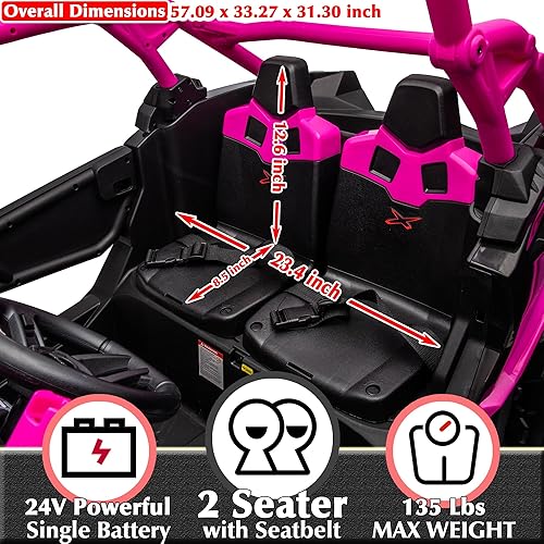 Miniatura 6 de Auto de juguete para niños de 24 V con control remoto compatible con CAN-AM Maverick vehículo todoterreno lado a lado de 2 plazas 4WD Kids UTV,