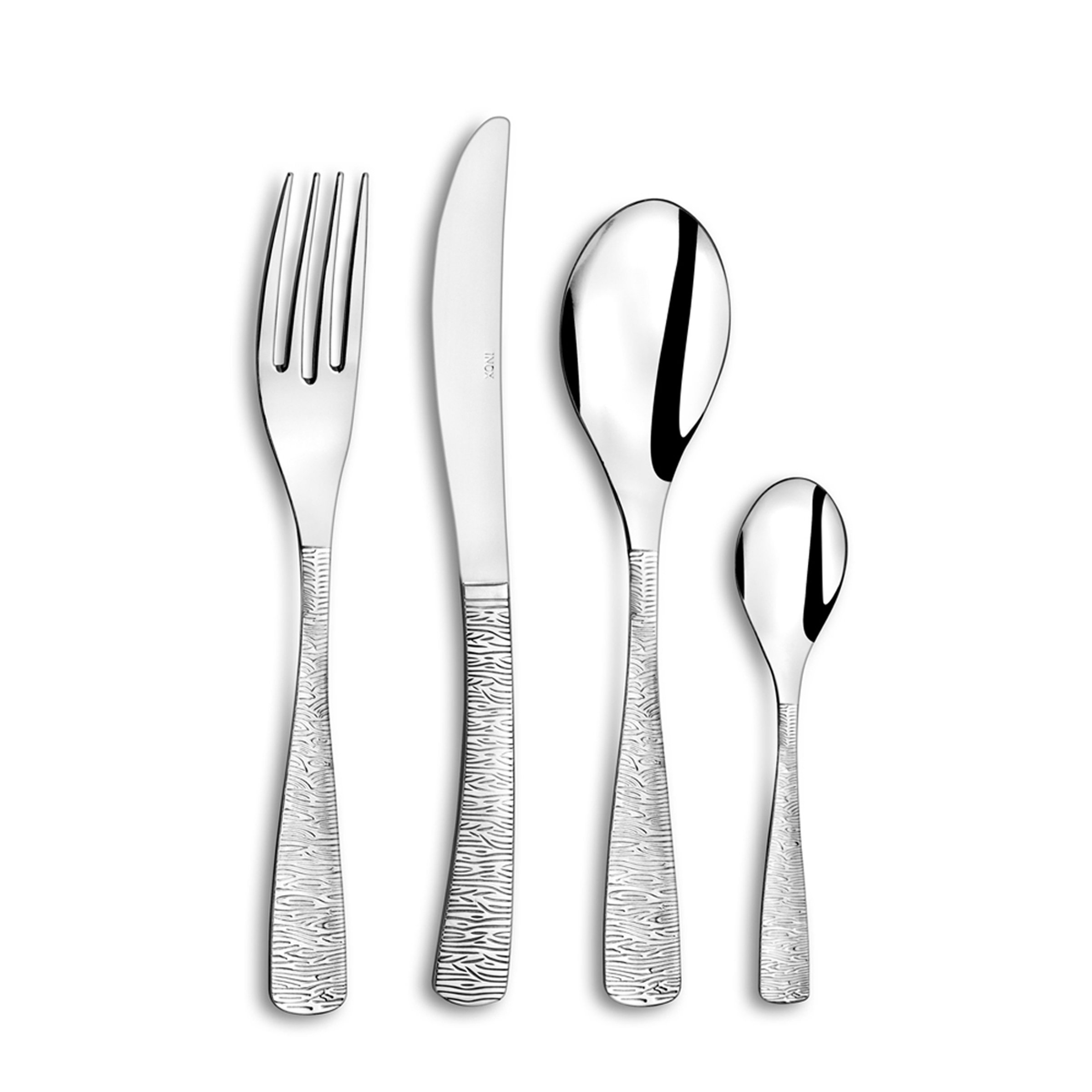 PRADEL ESSENTIEL - Coffret 24 couverts de table pour 6 personnes - Ethnic - Acier inoxydable 18/​0, Finition Brillante