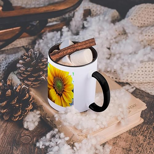 Miniatura 7 de 3dRose mug_62400_4 - Taza negra de dos tonos, diseño de girasol, 11 onzas, multicolor