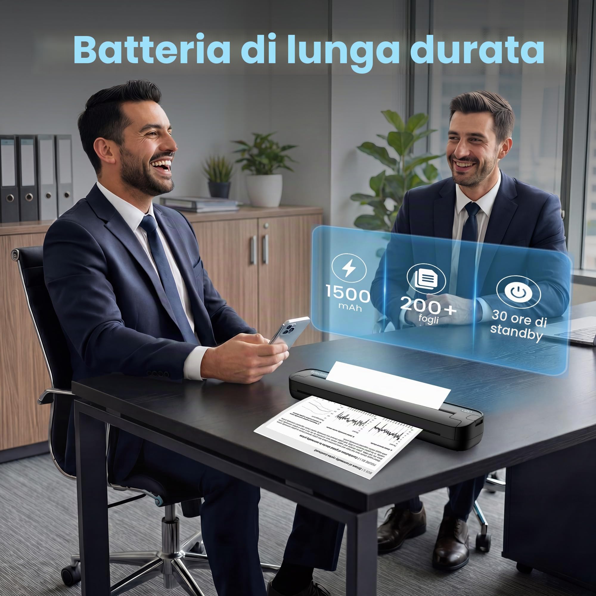 Stampante Portatile A4 Senza Inchiostro, Stampante Termica Bluetooth da Viaggio, Compatibile con iPhone Android e PC, per Smart Working, Auto, Stencil Tatuaggi, Nero