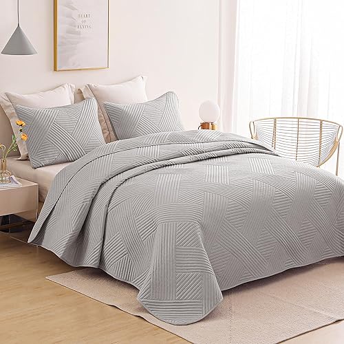 Miniatura 2 de Whale Flotilla Juego de edredón tamaño individual, colcha suave y ligera con patrón en relieve, juegos de ropa de cama con funda de almohada, funda