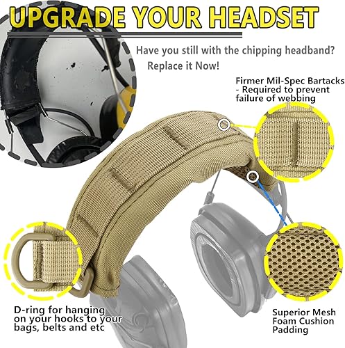 Miniatura 3 de PROHEAR HC01 - Cubierta para auriculares tácticos avanzados, cubierta modular para 3M WorkTunes Peltor Howard Leight Impact Walkers Razor - Desierto