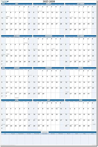 Miniatura 9 de Calendario de pared vertical para año académico 2023-2024 color azul cielo húmedo y seco borrable 36 pulgadas de alto x 24 pulgadas de ancho con
