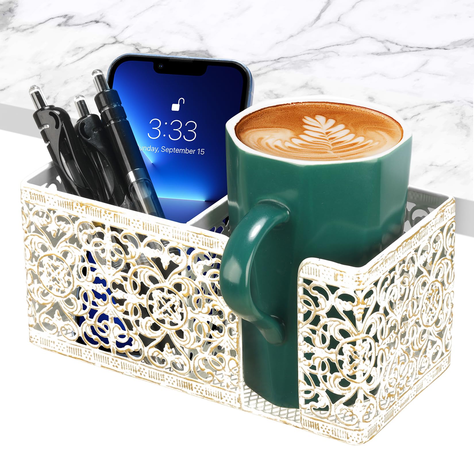Schreibtisch-Organizer zum Anklippen, Schreibtisch-Becherhalter, Stifthalter für Schreibtisch, Aufbewahrung, Getränke, Handyhalter, Schreibtisch-Organizer und Zubehör, Büro, Schule, Zuhause