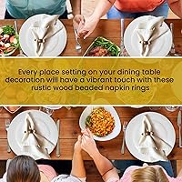 Vista 7 de Juego de 6 servilleteros modernos con cuentas de madera Servilleteros de cena para vacaciones y Navidad, fiesta de cumpleaños y decoración de boda