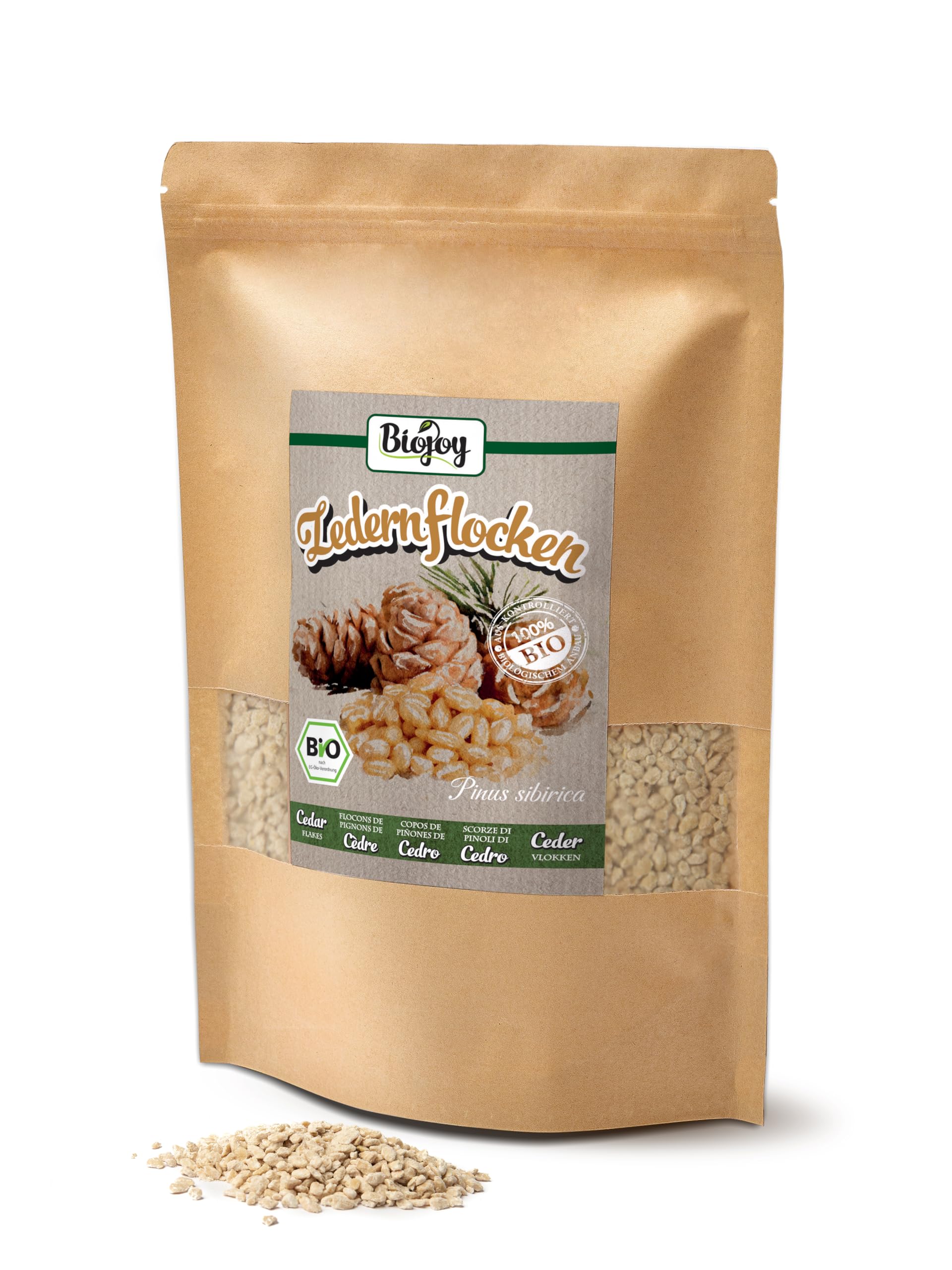 Biojoy Copos de Piñones de Cedro BÍO (1 kg), crudos y sin aditivos (Pinus sibirica)