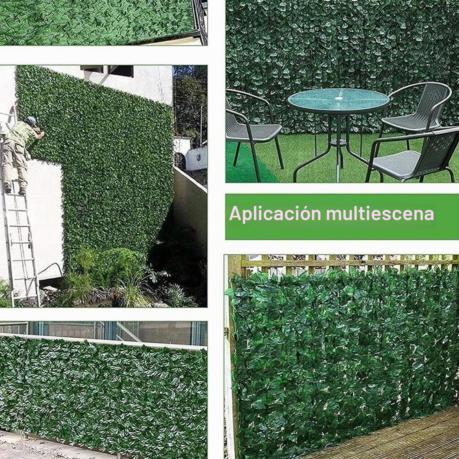 Valla De Seto Artificial De 1 X 5 M, Hojas De Hiedra Verde, Revestimiento De Balcón, Decoración De Césped, Fondo Decorativo, Protección De Privacidad, para Balcón(1x5m)