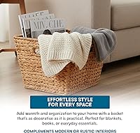 Vista 5 de Honey-Can-Do - Canasta cuadrada de jacinto de agua, grande, color natural, STO-02884