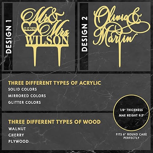 Miniatura 2 de Adornos personalizados para tartas de boda, decoración de tarta de Mr and Mrs, apellido y fecha personalizados, con corazón, decoración de tartas de