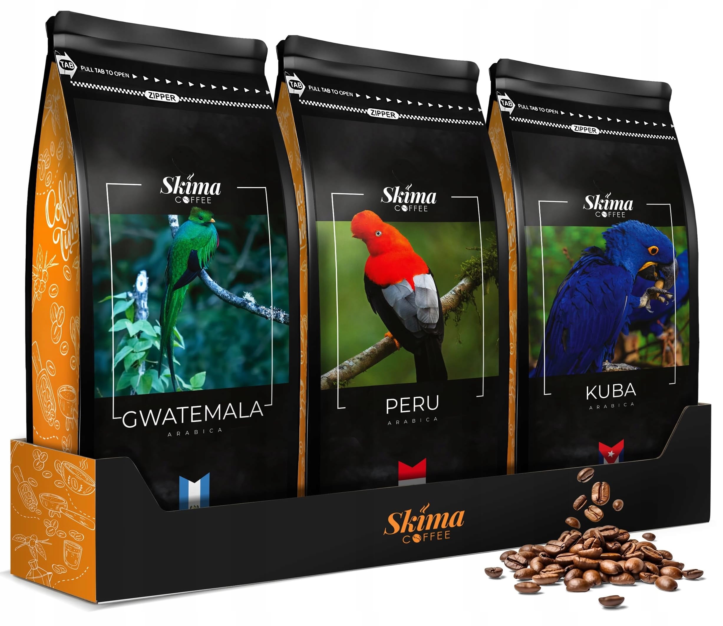 Kawa ziarnista 1kg x3 KUBA/PERU/GWATEMALA Świeżo Palona do ekspresu