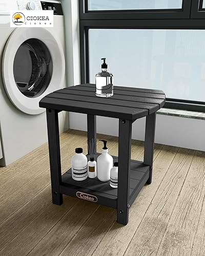 Miniatura 5 de Ciokea Adirondack - Mesa auxiliar para exteriores, 2 niveles, resistente a la intemperie, mesa auxiliar Morden para patio, piscina, porche, color