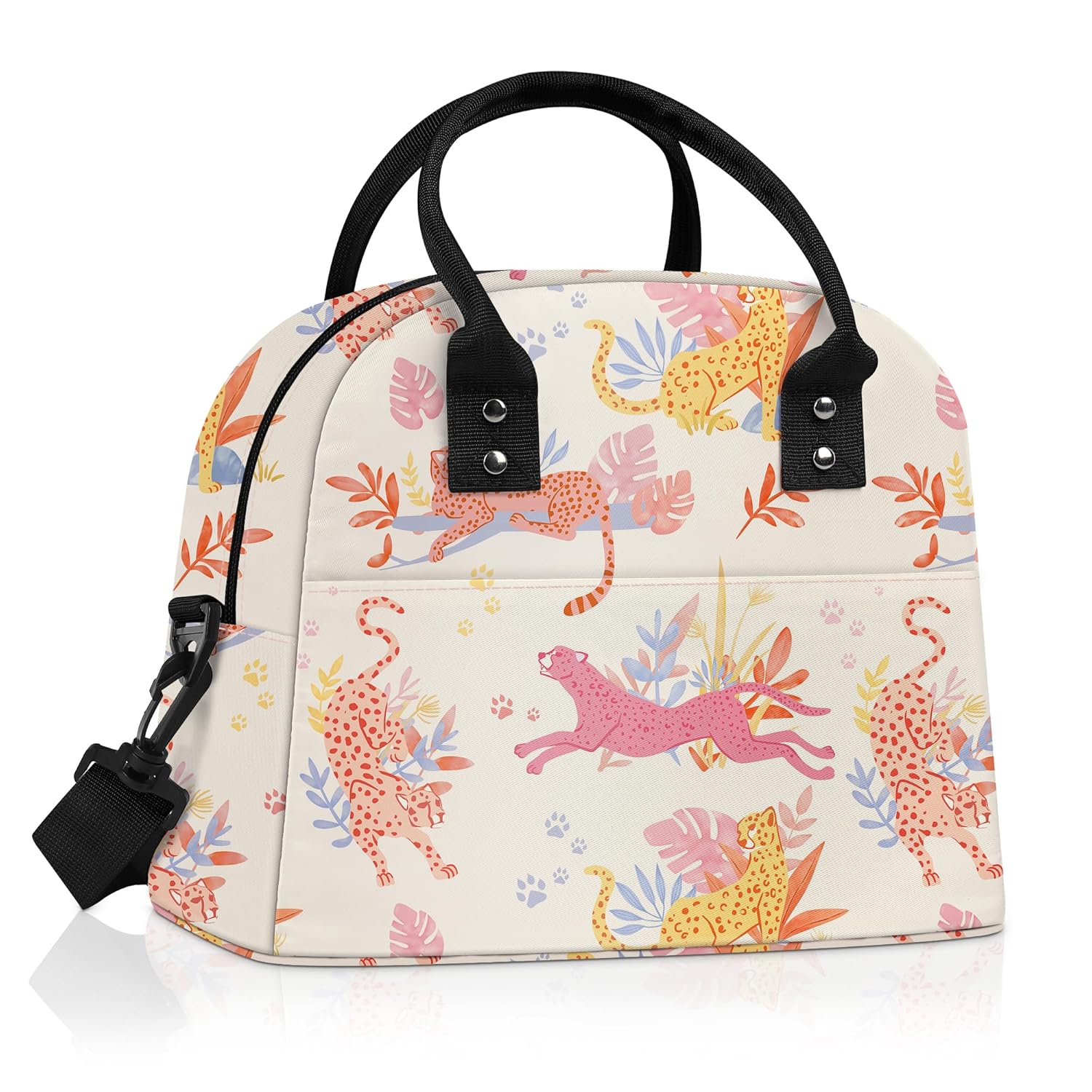 Clastyle Women Lunch Box Bag Flower Large Camping Adult Lunch Tote Insulated Cooler Bag for Office Work Picnic