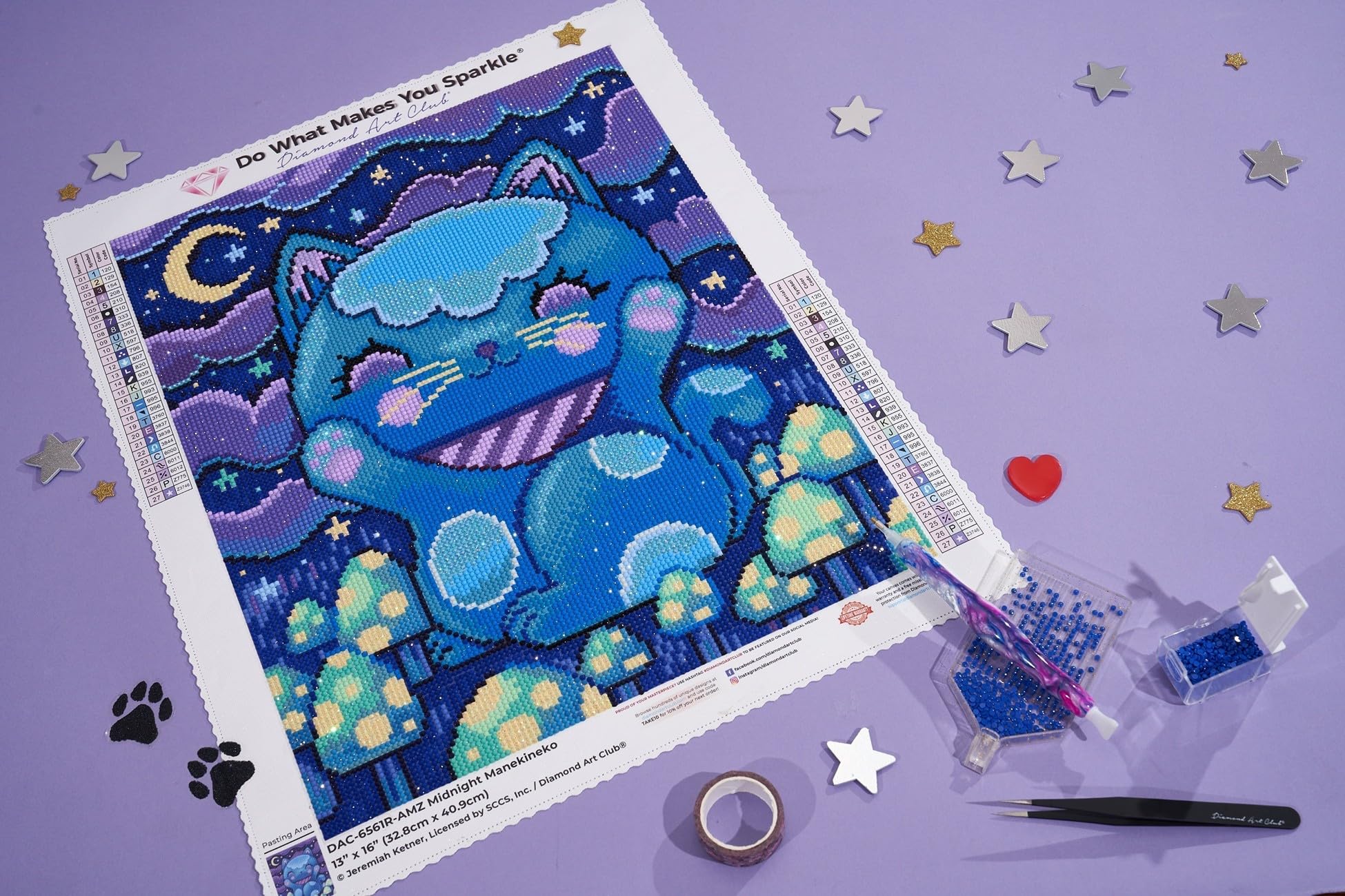 Amazon.com: DIAMOND ART CLUB Midnight Manekineko Diamond Painting