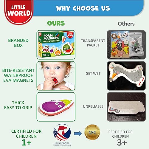 Miniatura 7 de Little World 31 imanes de espuma para nevera para niños pequeños de 1 a 3 años, imanes grandes para niños pequeños, imanes de nevera para niños,