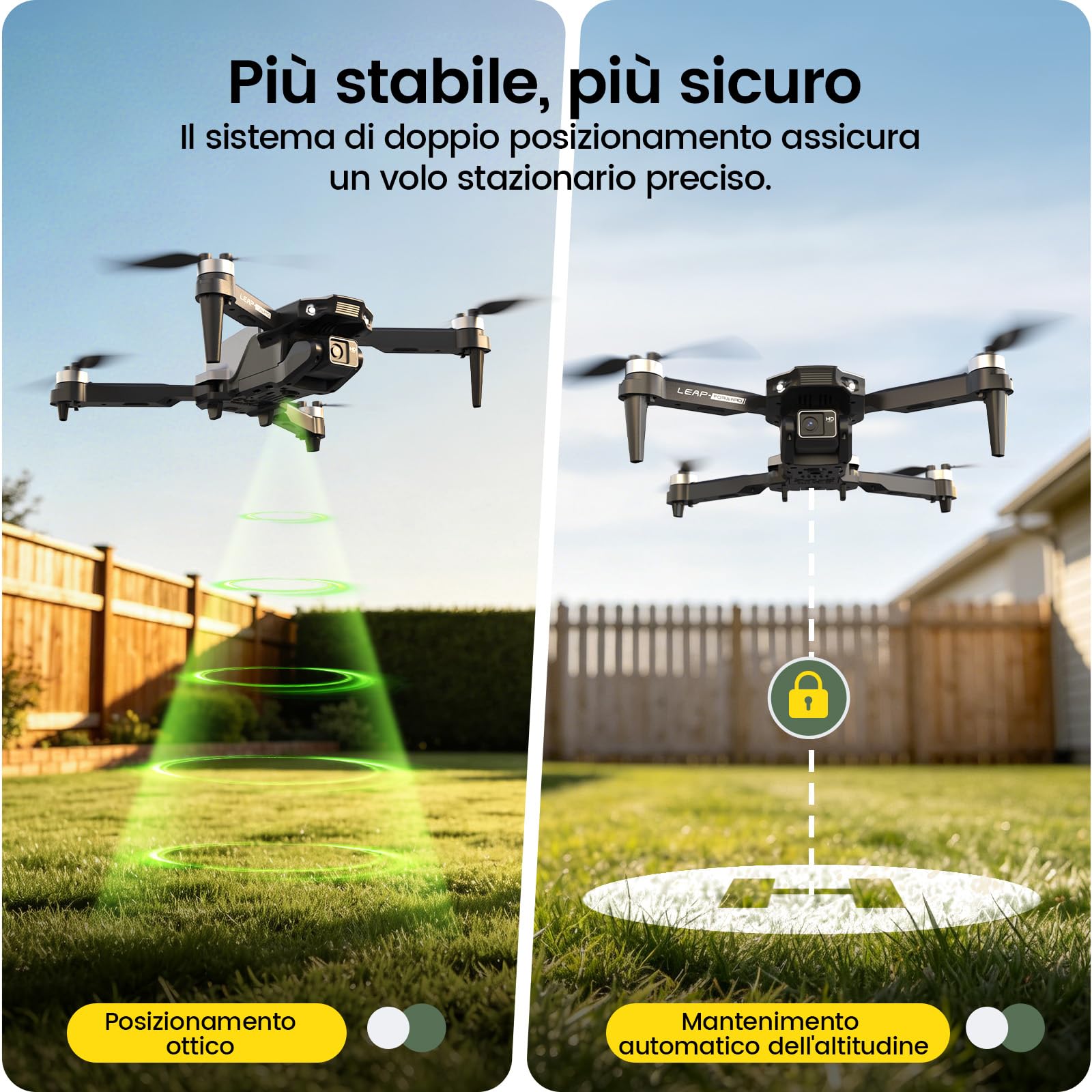 Holy Stone HS200P Drone con Fotocamera 1080P per Bambini e Principianti | Quadricottero RC Pieghevole con Flusso Ottico, Volo a Traiettoria, Mantenimento di Quota, Flip 360°, 3 Velocità e 2 Batterie