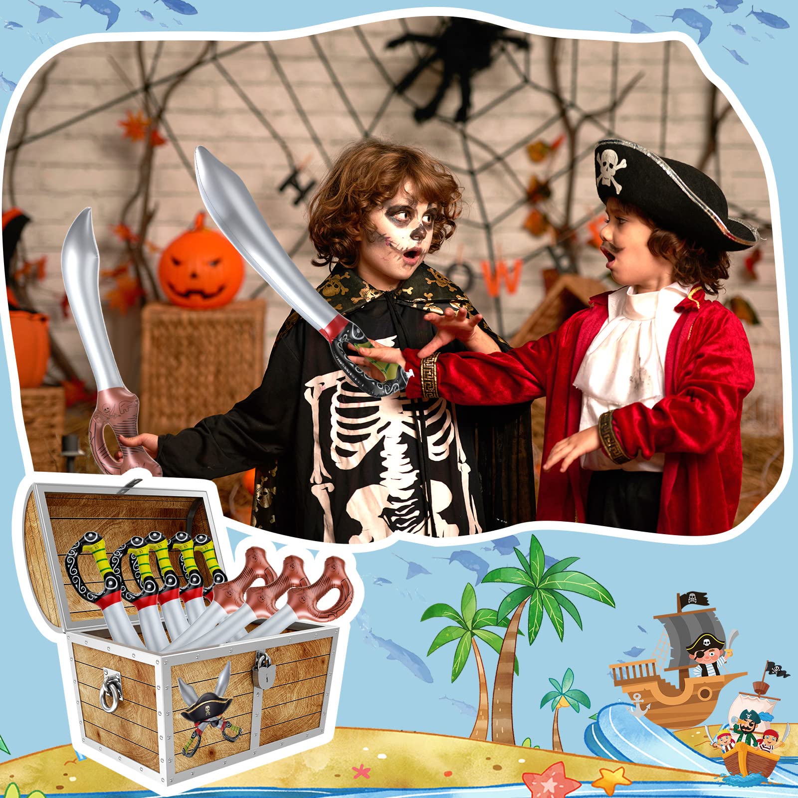 Inflatable Swords For Kids TOSAMZOO 6 PCS Inflatable Pirate Swords ...