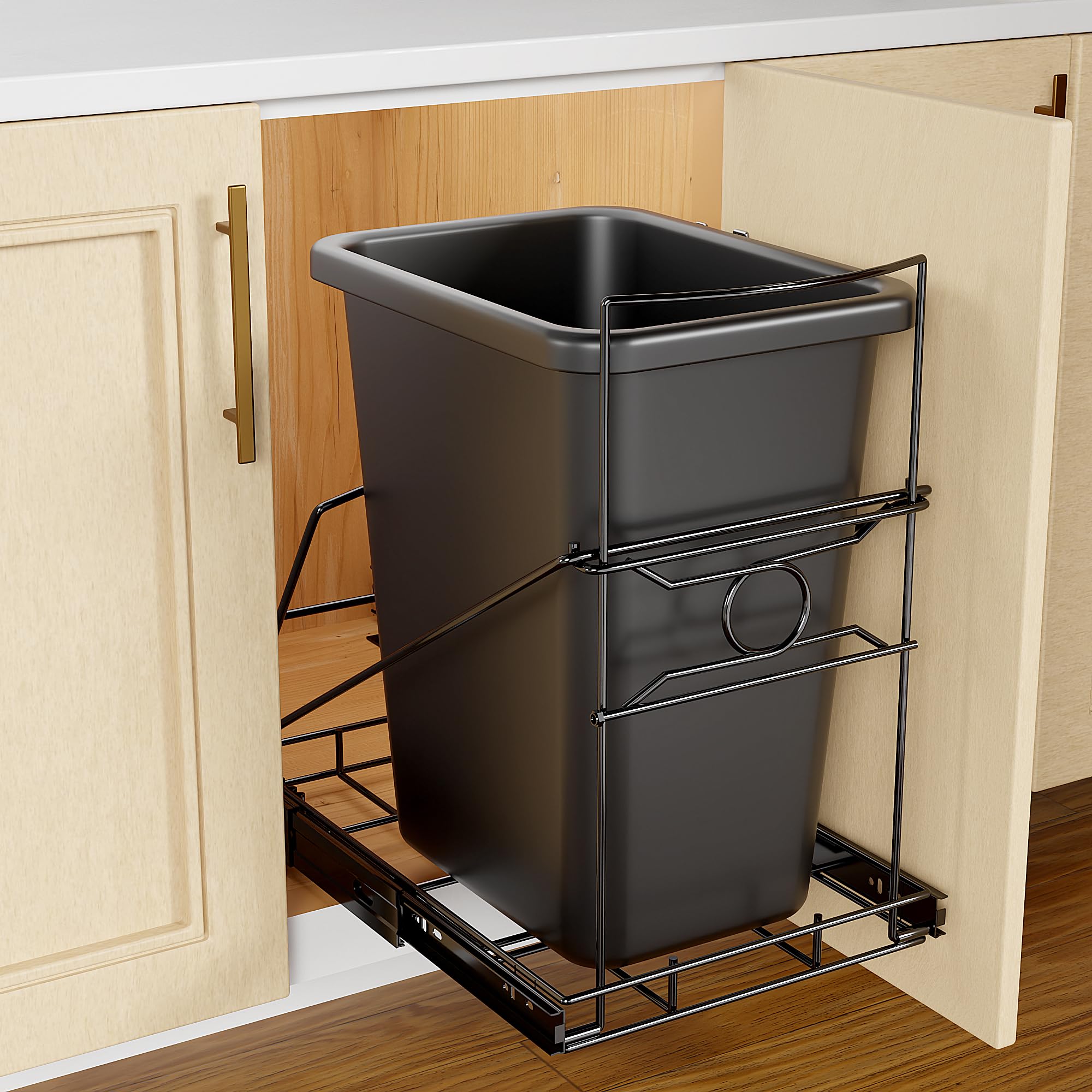 Under Cabinet Trash Can Pull Out Kit - Black -1