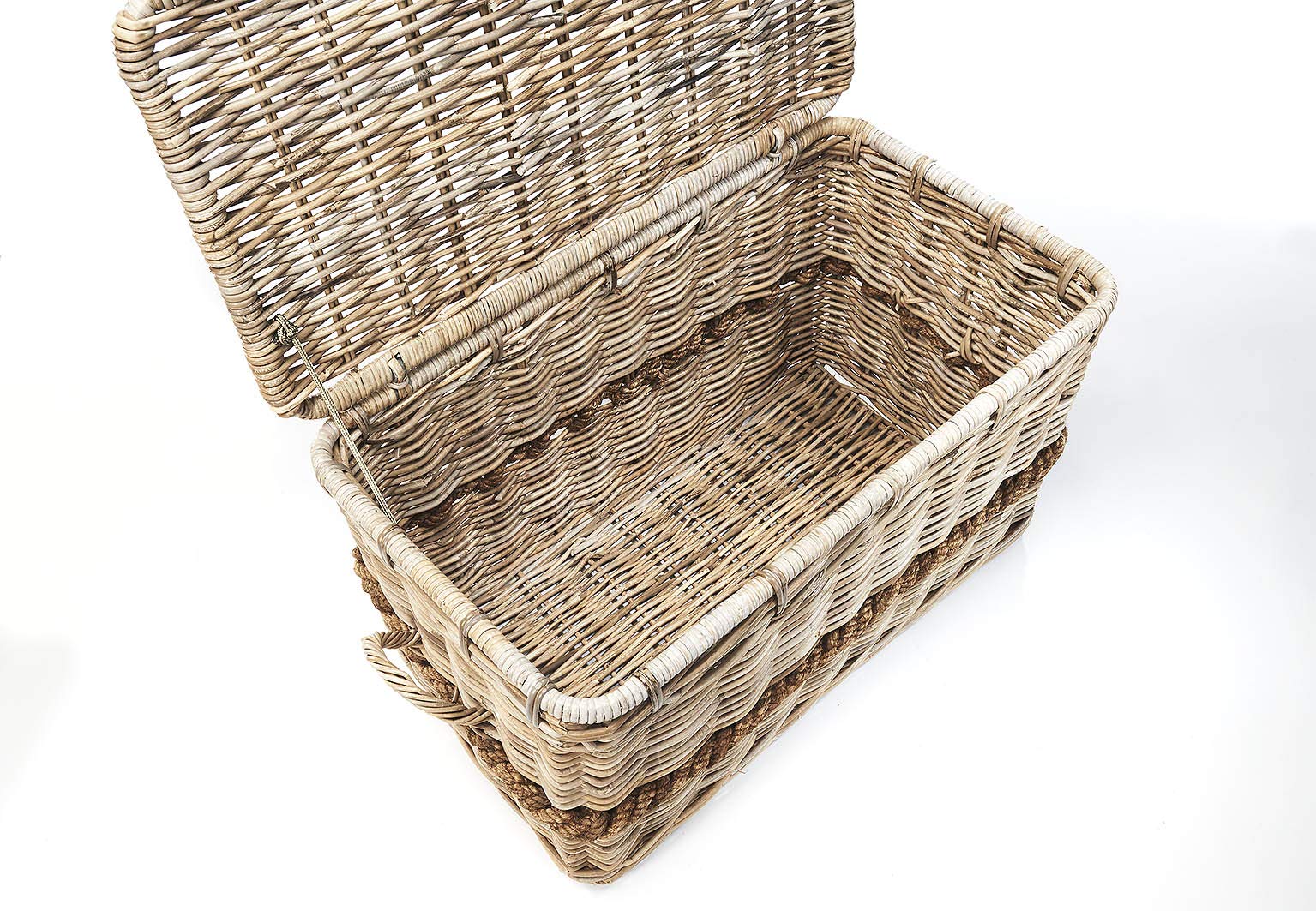 Kobolo Rattantruhe mit Griffen und Deckel 80x45x48 cm