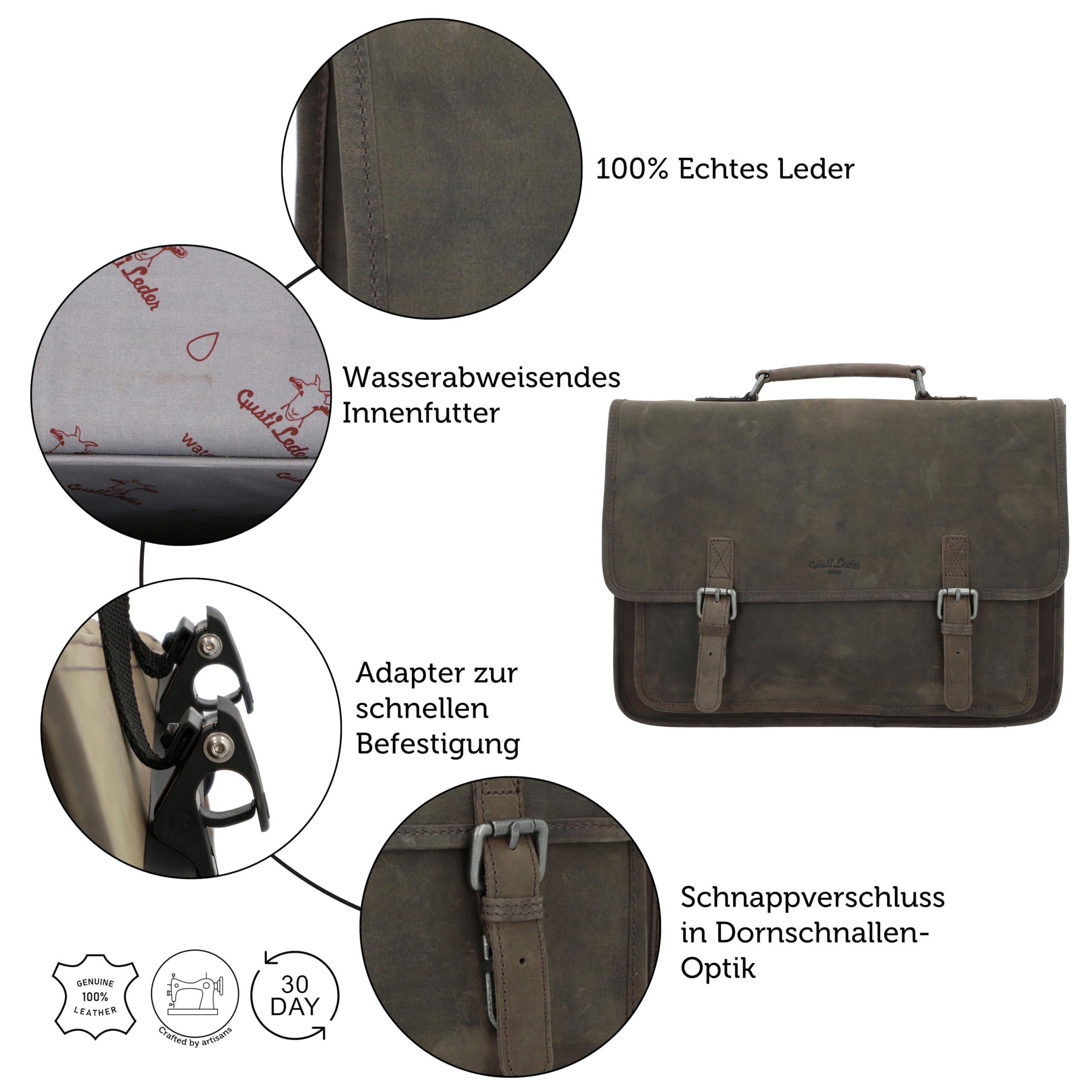 Gusti Gepäckträgertasche Leder - Matthew S. Damen und Herren Aktentasche Fahrradtasche Lehrertasche Bürotasche Arbeitstasche Ledertasche Vintage Leder