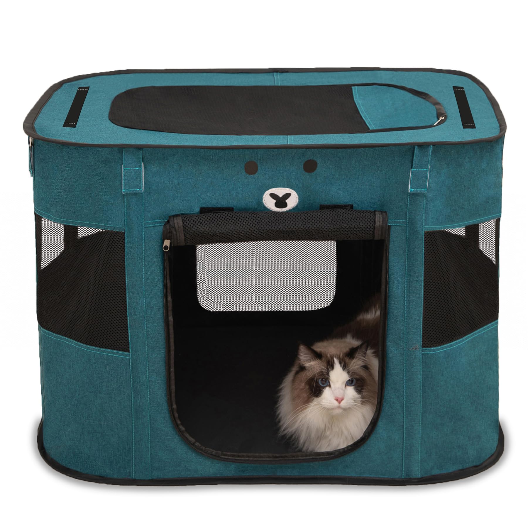 Tienda de campaña plegable para mascotas transpirable de diseño cuadrado verde