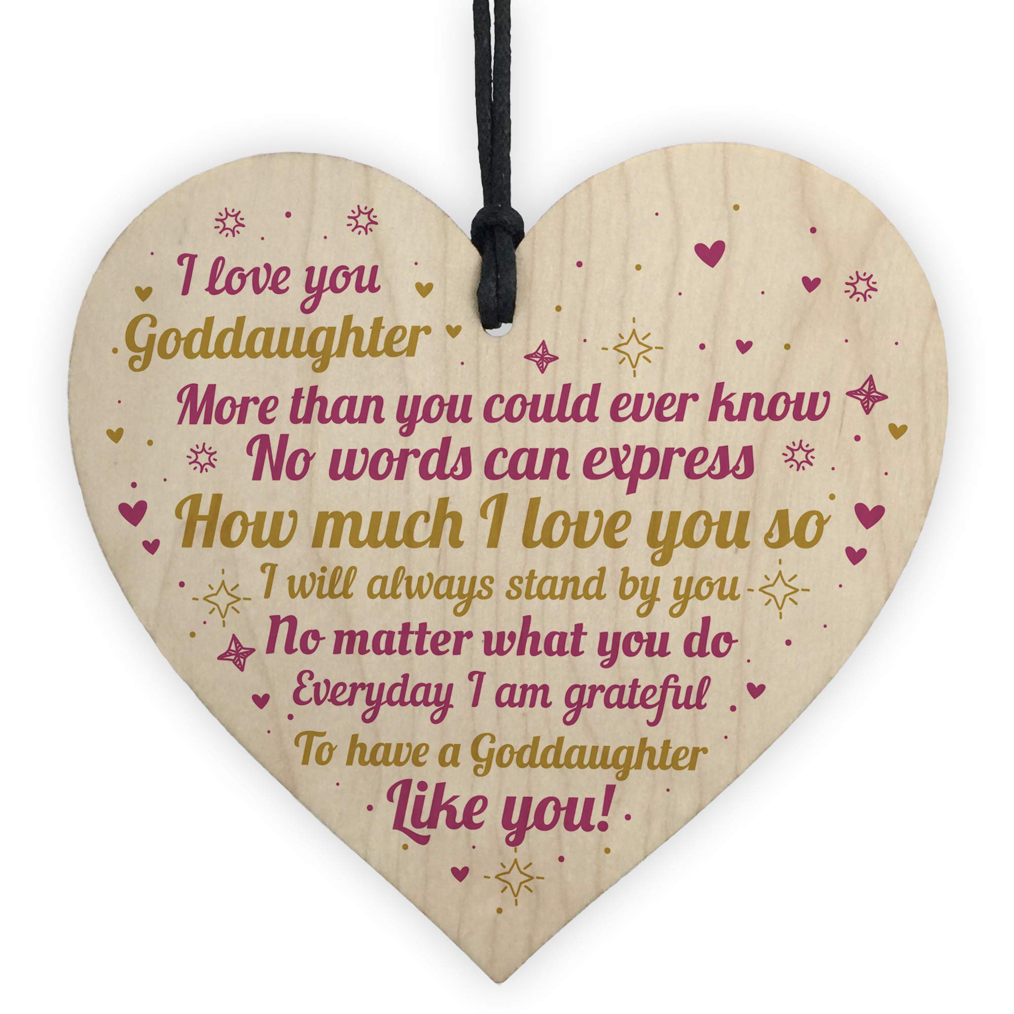 Red Ocean Goddaughter Christening Keepsake Wooden Heart Goddaughter Birthday Christmas