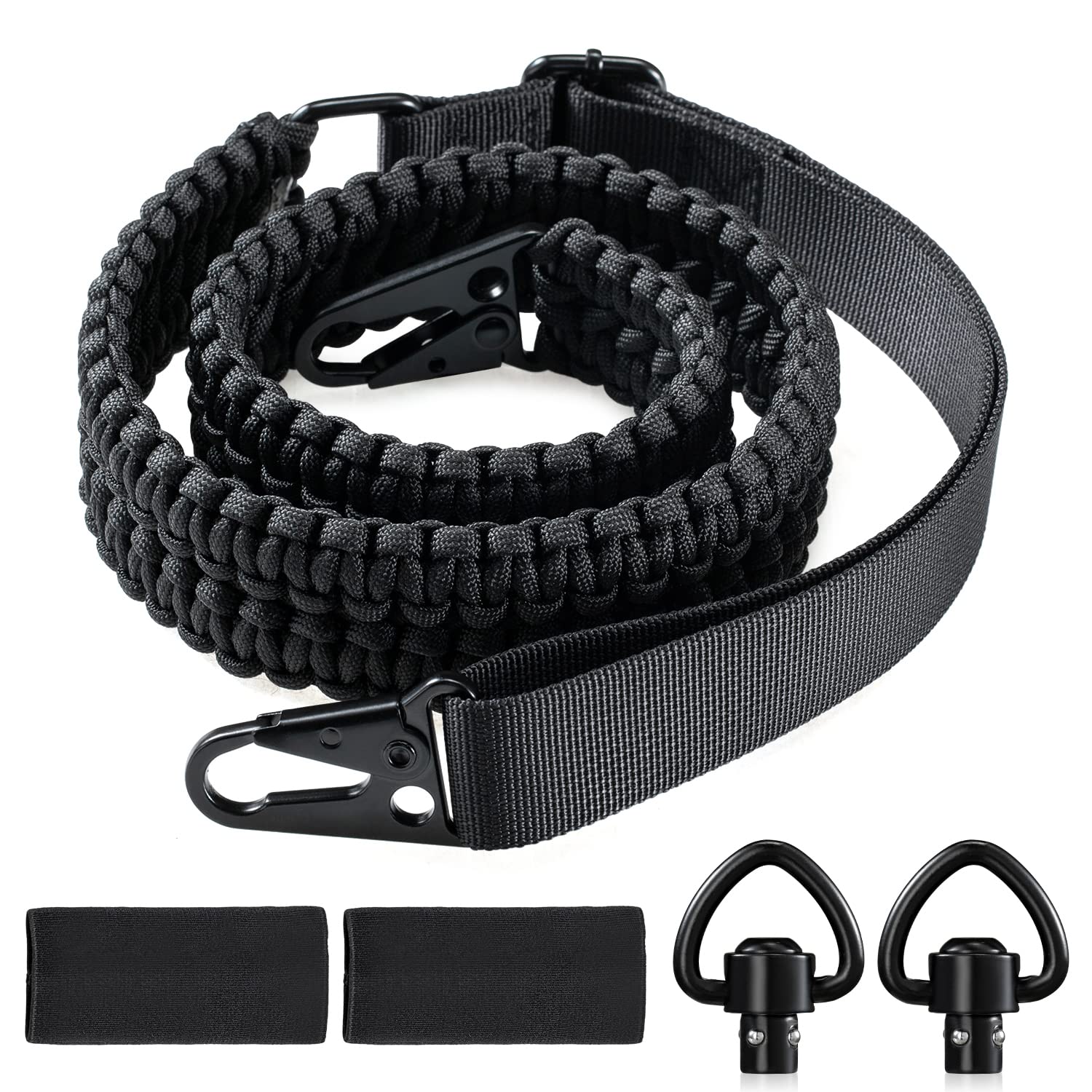 2 Point QD Sling Adjustable 550 Paracord Sling with Metal Hook and QD Sling Swivels for Hunting