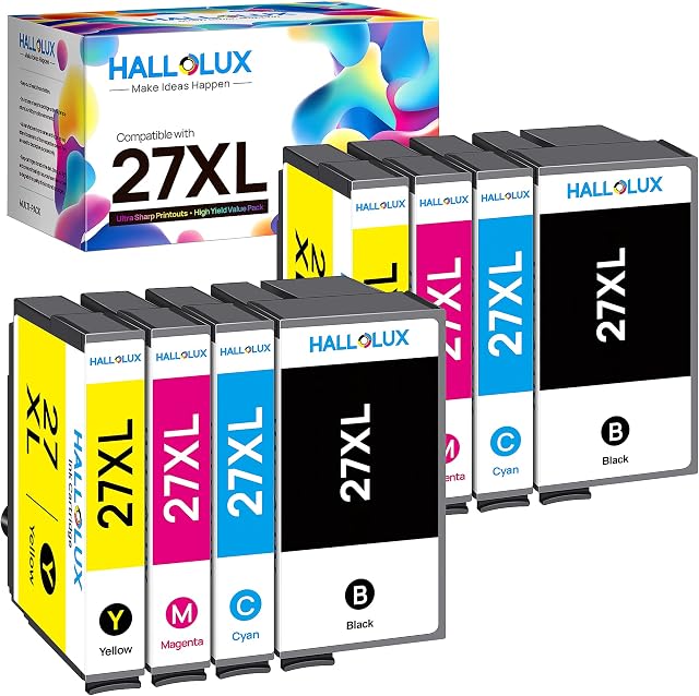 HALLOLUX 27XL Alarm Clock High Yield Multipack for 27 XL Ink, 8-Pack, Compatible with WorkForce WF 3620DWF 3640DTWF 7110DTW 7210DTW 7610DWF 7620DTWF 7710DWF 7715DWF
