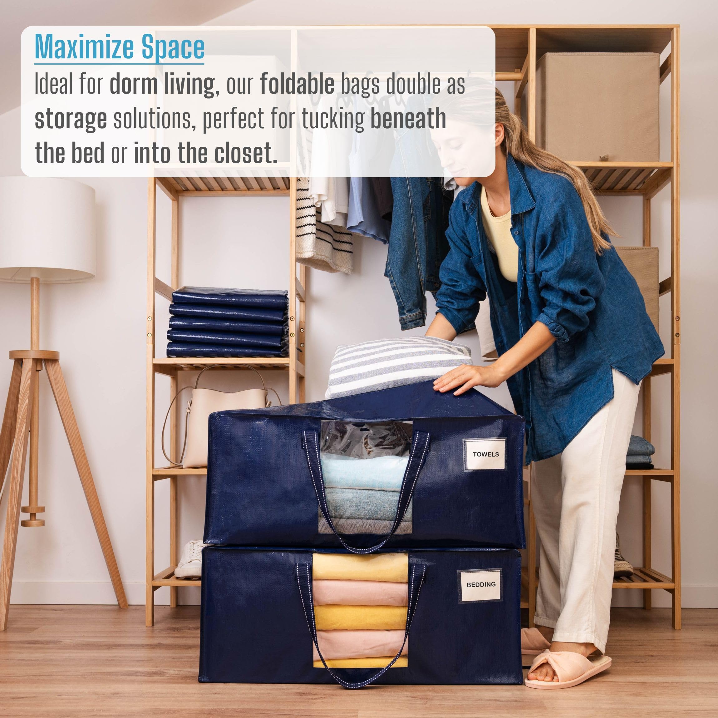 VENO 8 Pack Moving Bags Extra Large Storage Bags for College Move-In, Heavy-Duty Storage Totes, Packing Boxes - Image 4