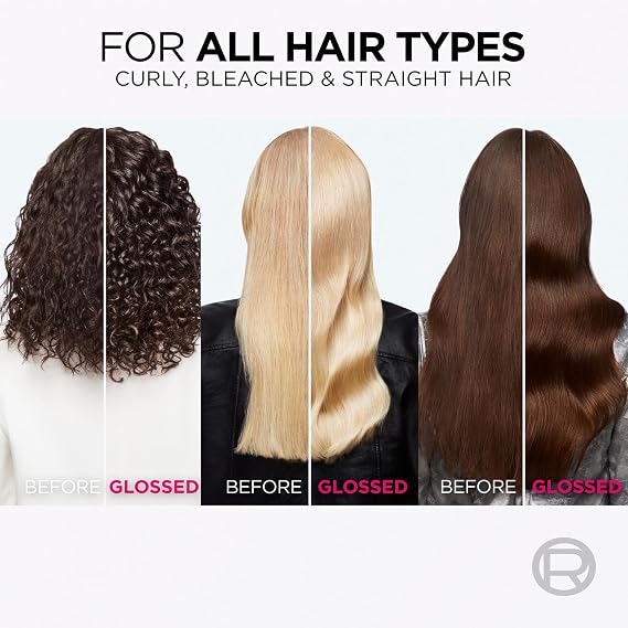 L'Oréal Paris Elvive Glycolic Gloss Shampoo, Conditioner & Treatment Set | Get The Shiniest Hair Of Your Life, Glossing Routine For Mirror-Like Shine, Rinse Off Treatment For Dull Porous Hair