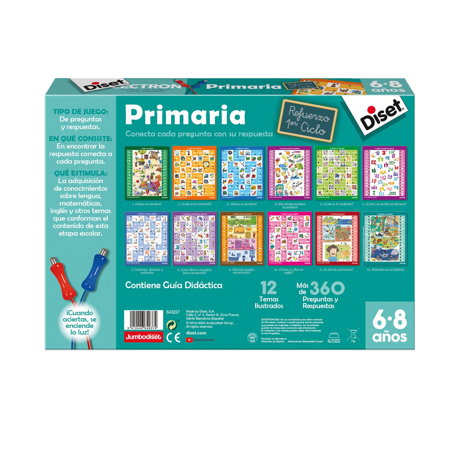 Diset, Lectron Primer Ciclo de Primaria, Juego Educativo de asociar Preguntas y respuestas a Partir de 6 años, Multicolor