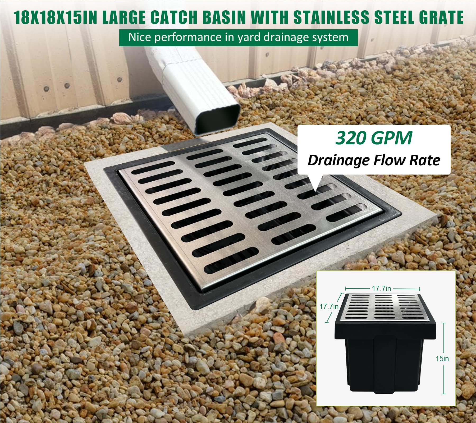 Outdoor Drainage Catch Basin Catch Basins & Yard Drain Grates