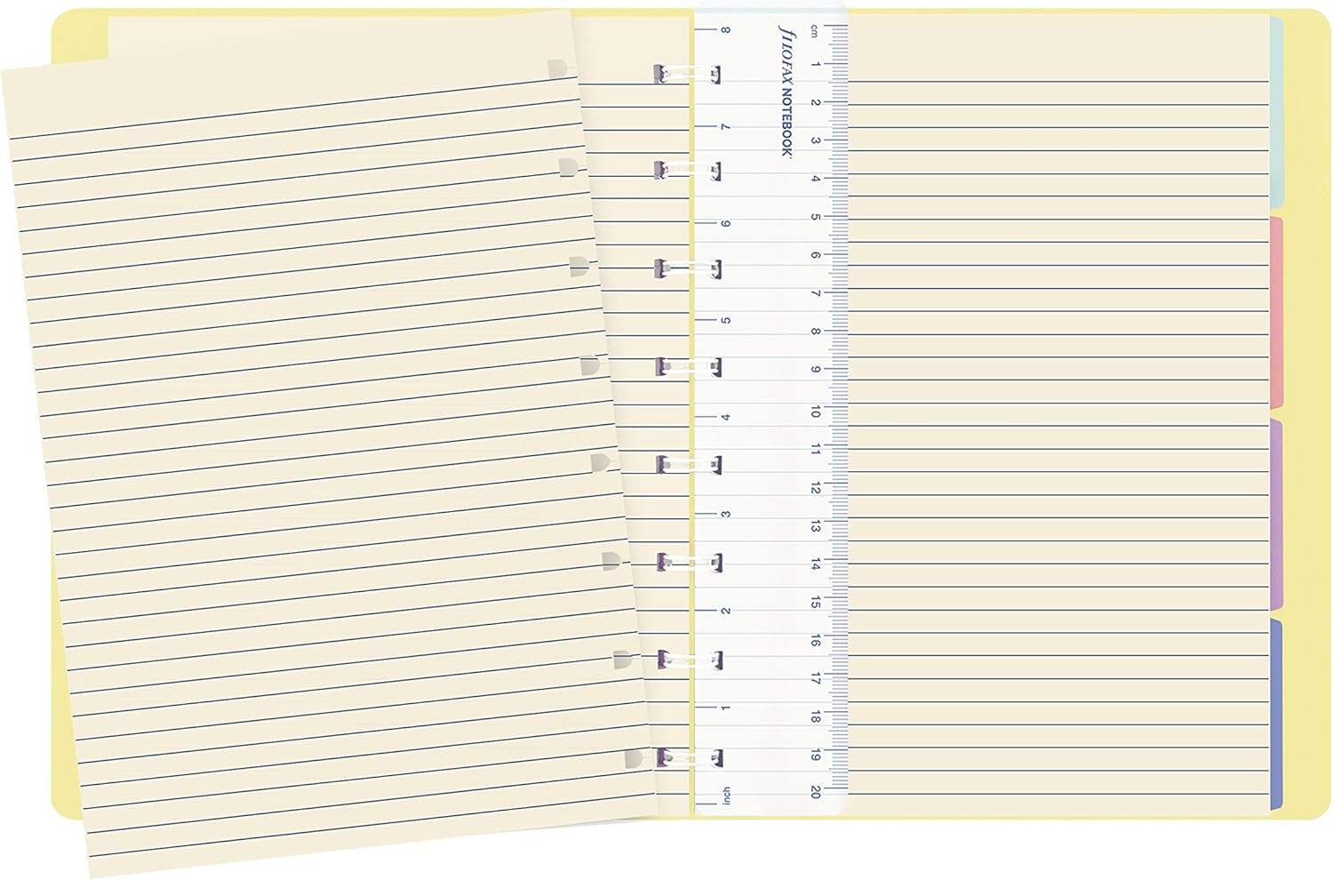 Filofax B115061U Refillable Classic Pastel Notebook, A5 Size, 112 Cream colored moveable pages. Includes 4 Indexes (one with pocket), a page marker and elastic closure, Lemon
