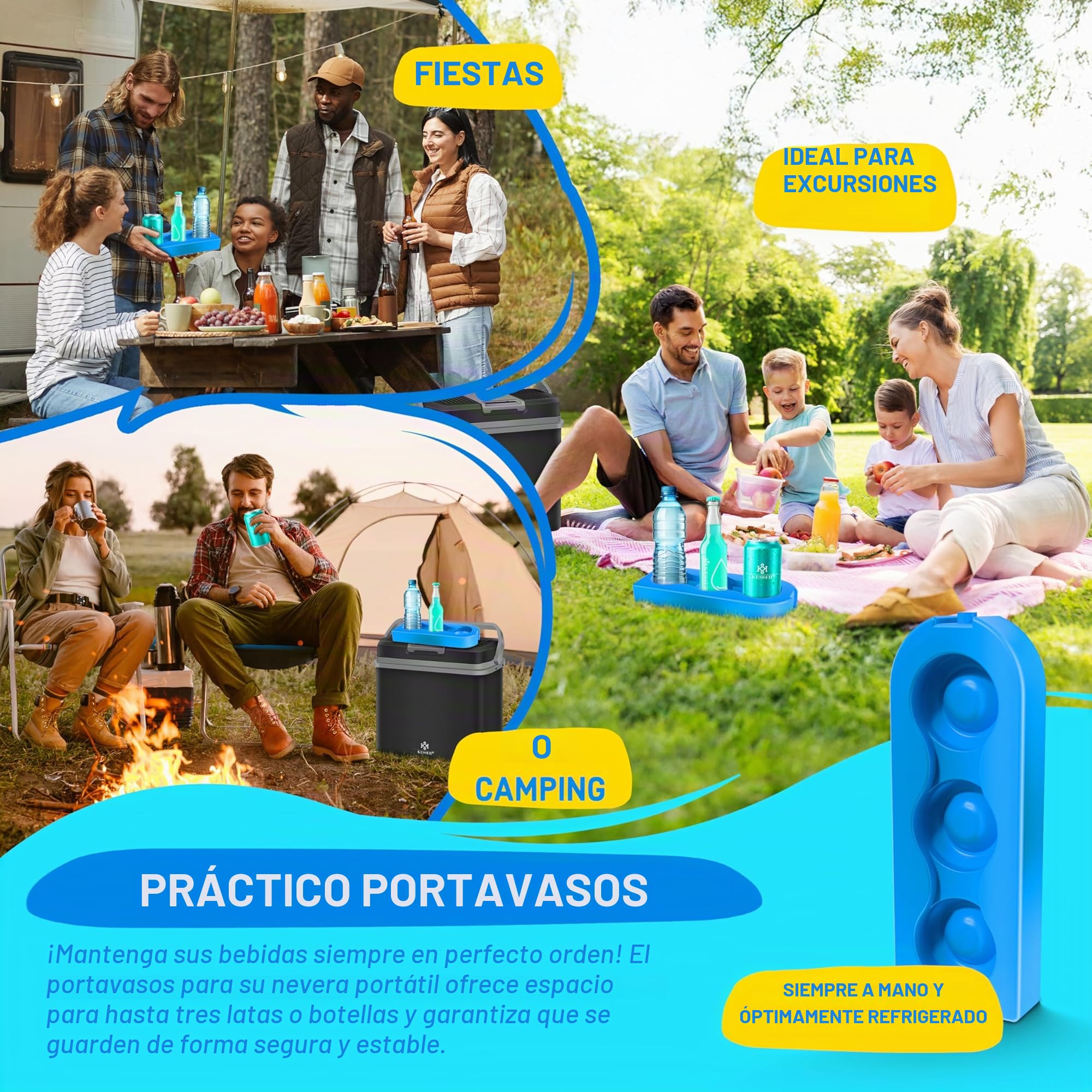 KESSER® Nevera eléctrica portátil 24 litros | ENFRÍA y CALIENTA | Enfriador Termoeléctrica 12V y 230V | Mini Nevera para Auto y Camping | EEK A+++ | Incluye 2 acumuladores de frío