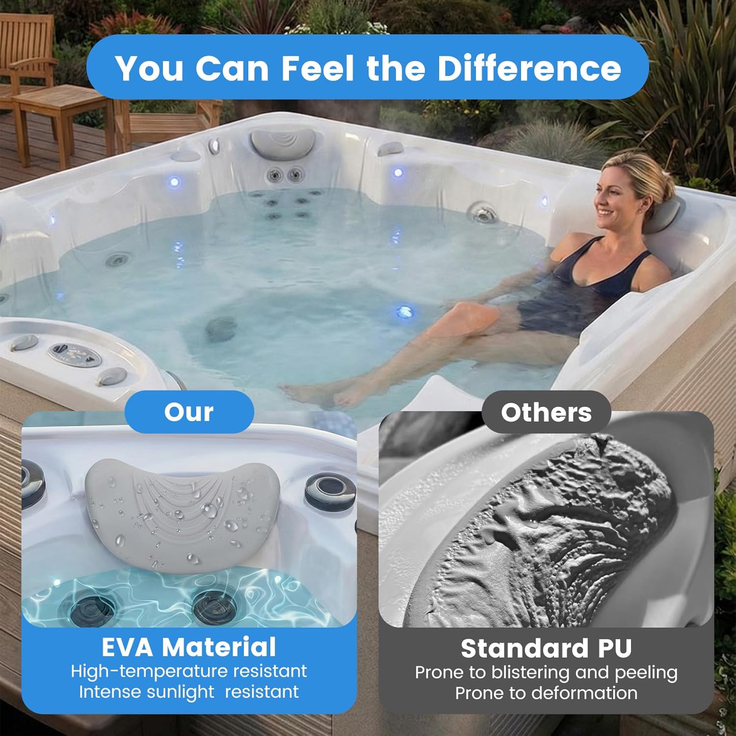 76113 Replacement Spa Pillow for Hotspot/Caldera Spas, Hot Tub Pillows Designed for Relay/Rhythm/Tempo 2010-2014 Series, Stride 2019-Current Series, EVA Material, Cool Grey, No Deformation, 3 Pack