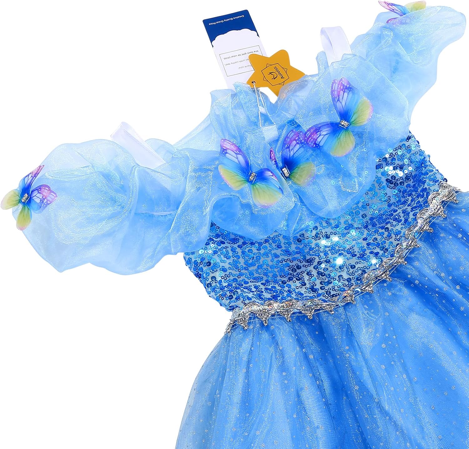 Princess dress for Girls Butterfly Princess Costume Glittering Blue Fancy Dress Up for Halloween Cosplay Party - Image 6