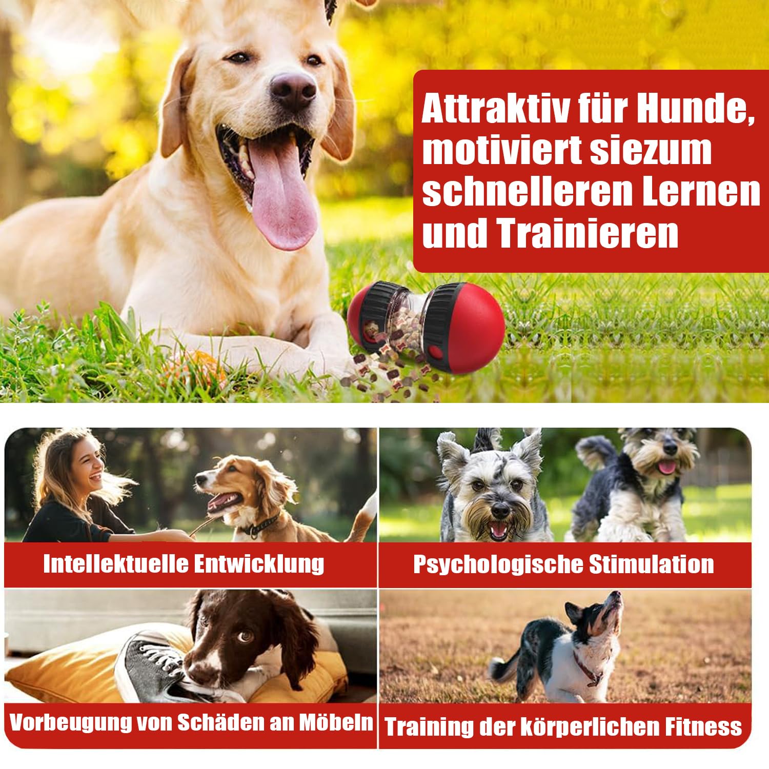 Dozownik przysmaków na kółkach, interaktywna zabawka dla psów, powolny karmnik dla psów, zabawna zabawka dla psów, do wydawania karmy dla dużych/średnich/małych, agresywnych ras żużla,