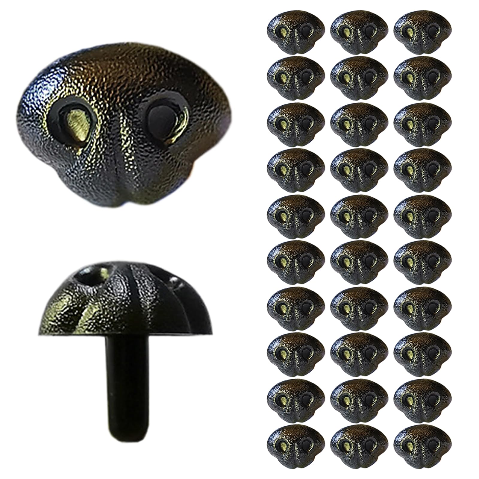 30PCS Large Plastic Matte Safety Noses Craft 15x19mm Screw Dog Nose Doll Making Supplies Triangle Accessories for Amigurumi Puppet Crochet Stuffed DIY Plush Bear Dog Animals Making