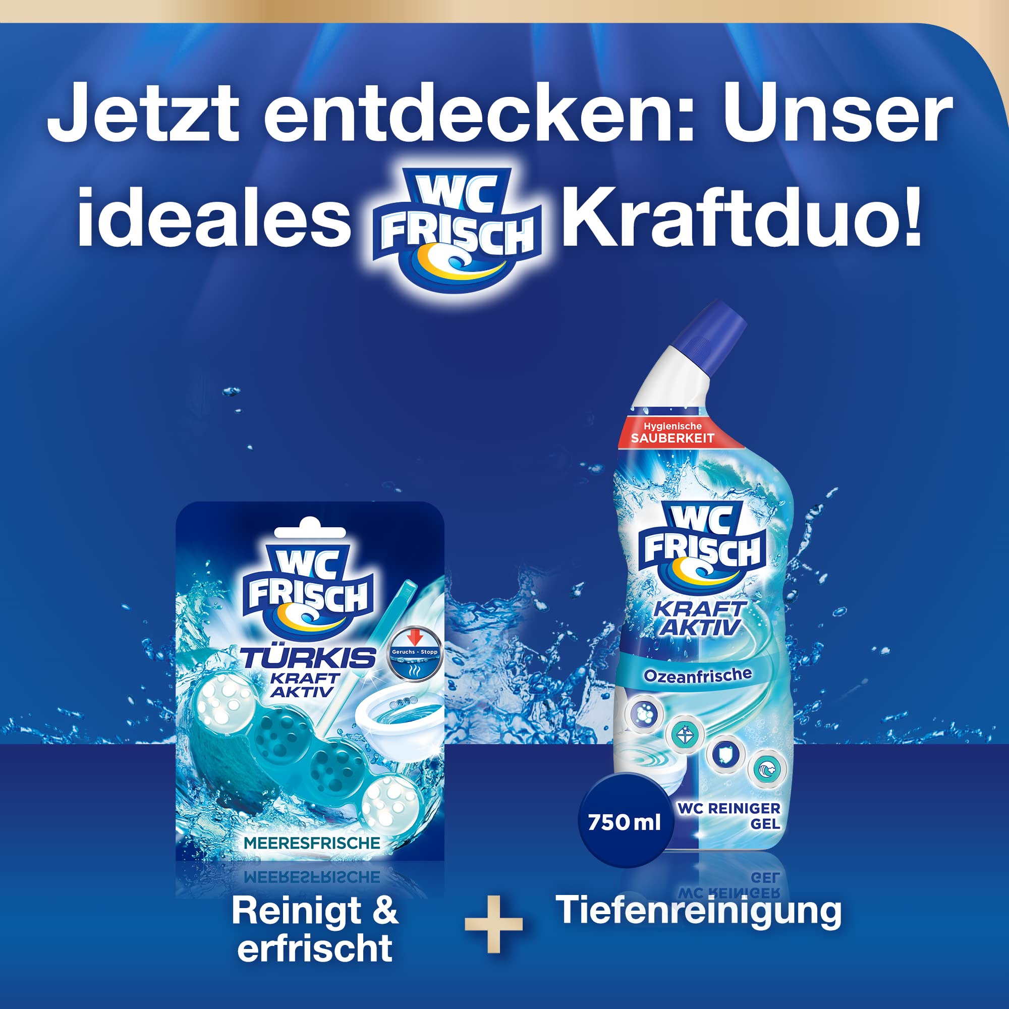 WC-Frisch Kraft Aktiv Türkisspüler Meeresfrische (10er Pack), WC Reiniger für eine sichtbare Reinigung mit türkisem Wasser, Duftsteine für einen intensiven WC Duft