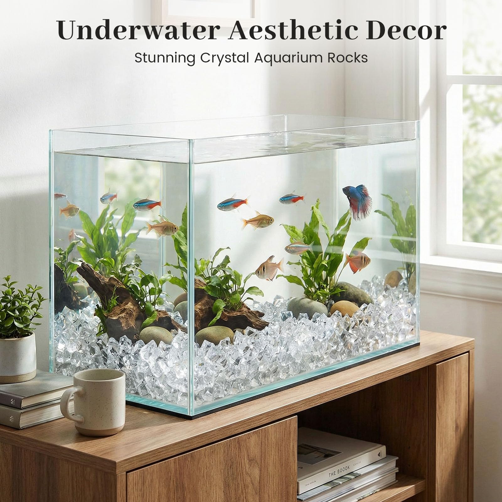 DomeStar Lot de 1 000 pierres de glace en acrylique transparent pour remplissage de vase en plastique transparent