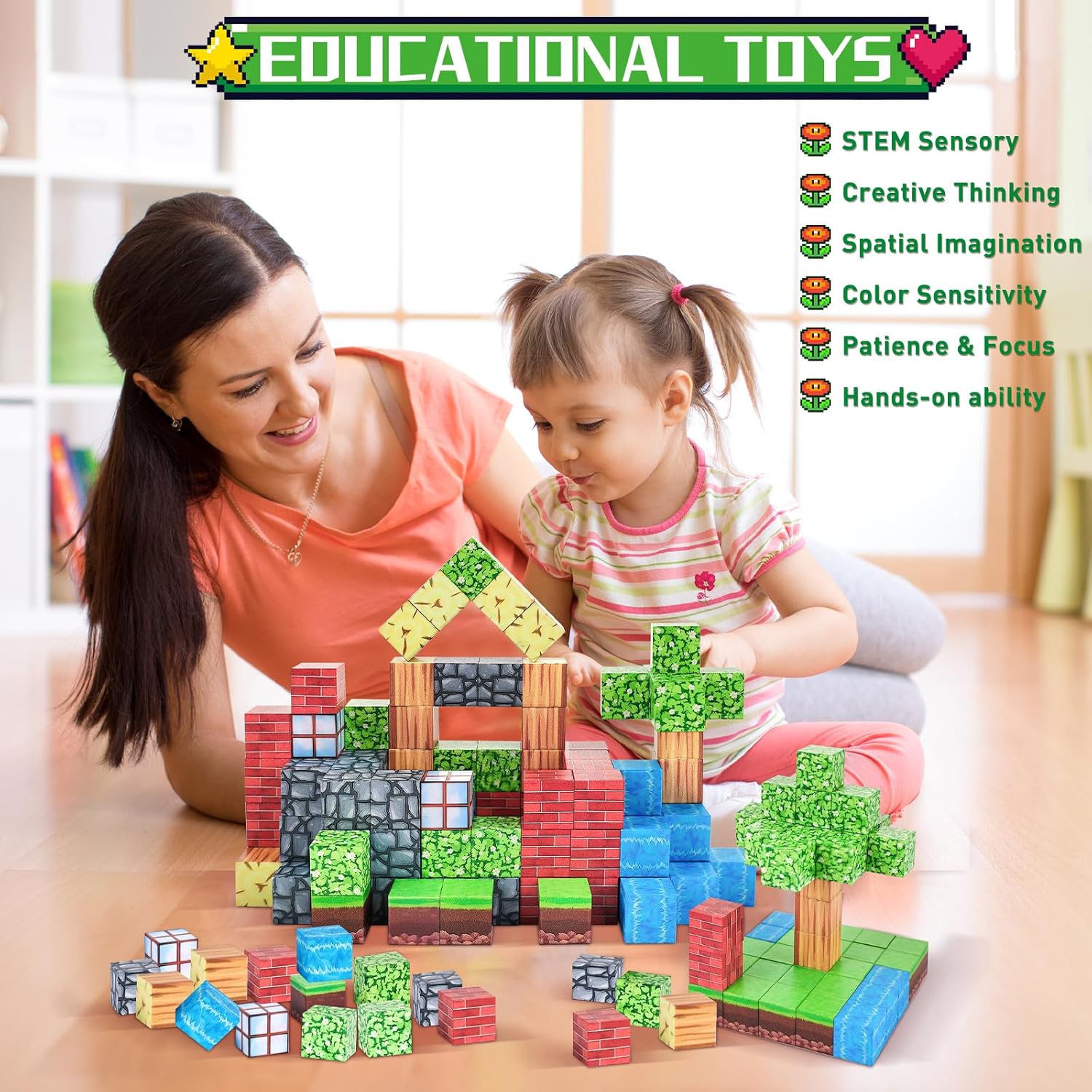 civan Magnetic Blocks - Magnetic Tiles Building Blocks Boys Toys Age 4-6 6-8, Kids Stem Montessori Sensory Game Toy, Birthday Easter Gifts for Boys & Girls 3+ (63pcs)