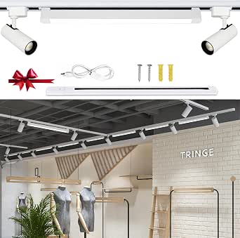 Kit Éclairage Sur Rail 6 Spots – Rails Type H 2x1 M, 20W 4000K Blanc Naturel – Pour Boutique, Cuisine, Salon