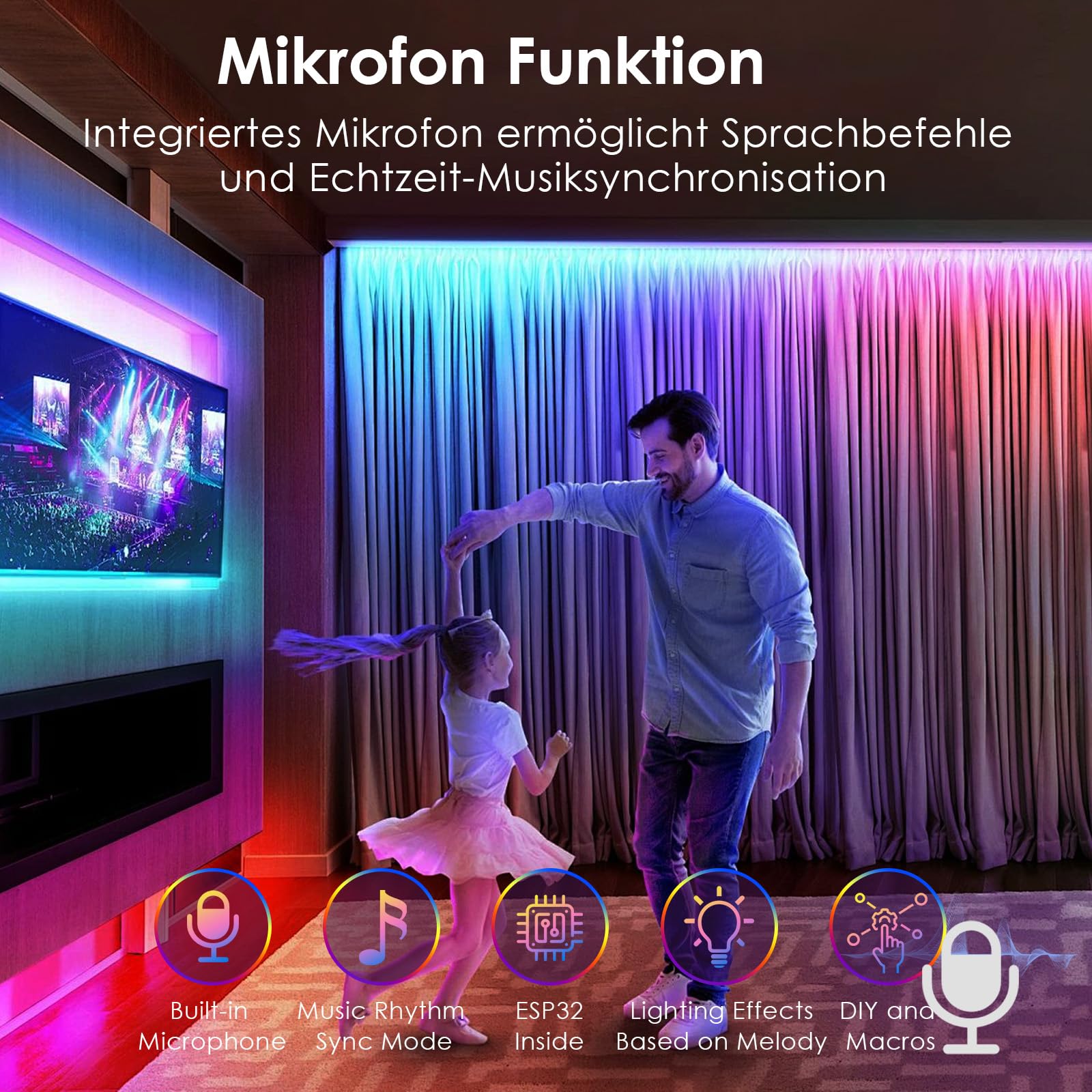 WLED Controller ESP32 mit Mikrofon für Adressierbarer LED Streifen Digital RGB IC WS2811 WS2812B SK6812 WS2815 (WLED Controller USB-C & UART)
