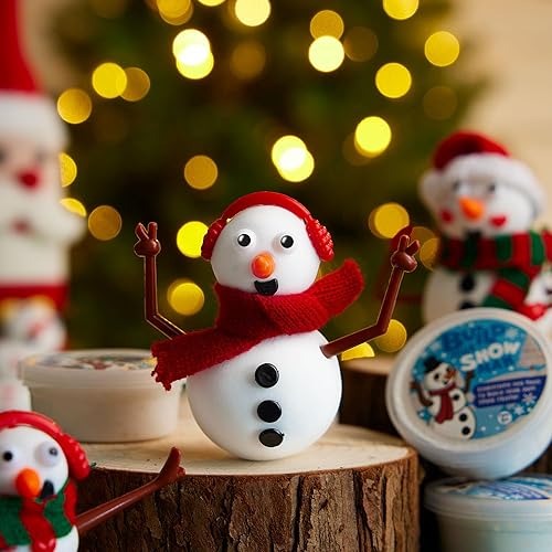Vista 14 de JOYIN Kit de manualidades de Navidad para construir un muñeco de nieve, paquete de 3 arcilla para modelar, kit de muñeco de nieve para actividades