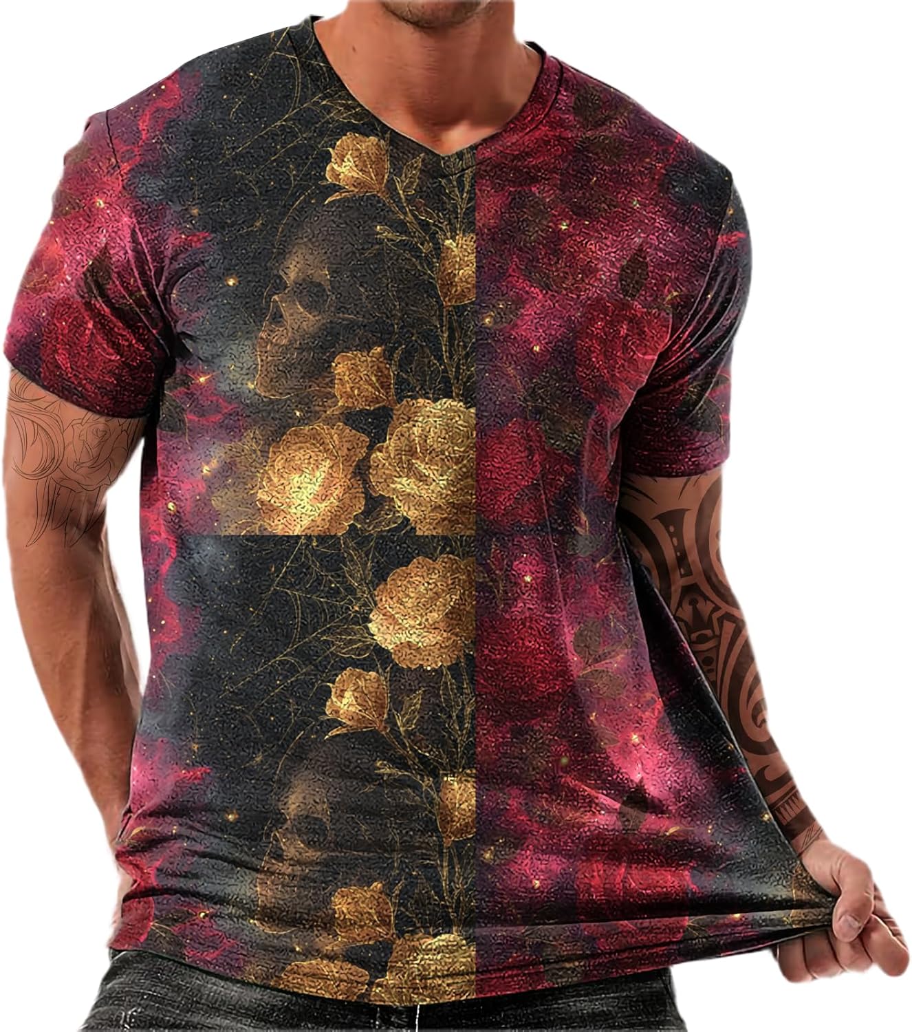domirica Mens T Shirt Fashion Graphic V Neck Short Sleeve Basic Tops Casual Lightweight Comfy Streetwear Tees