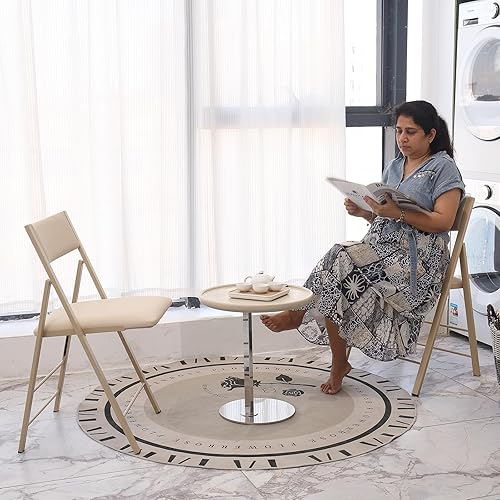 Miniatura 8 de Paquete de 2 sillas plegables con cojín, sillas de comedor plegables con marco de acero resistente, cuero impermeable para interiores y exteriores,