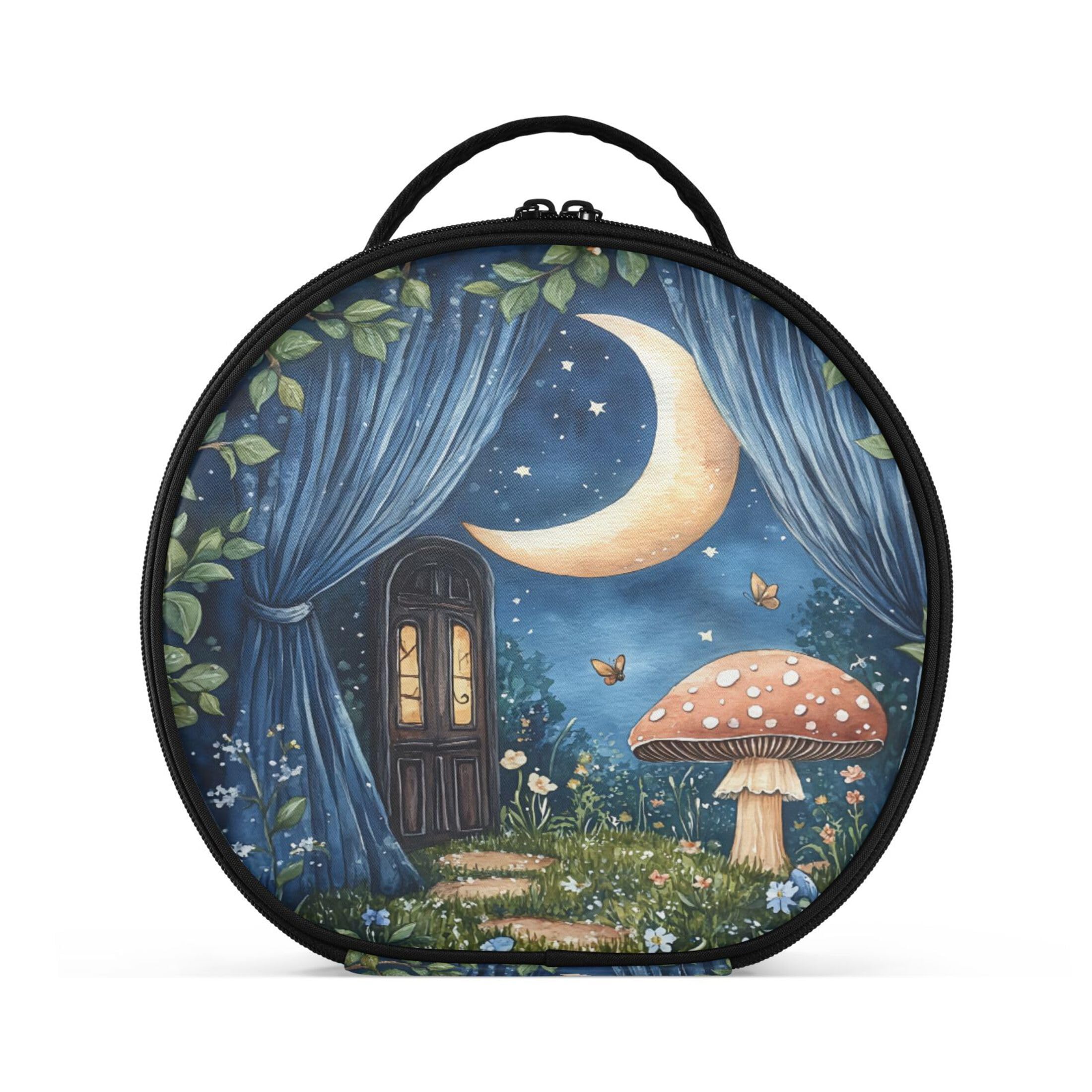 Takiito Painting Of Mushroom Travel Makeup Case Portable Makeup Box Artist Cosmetic Case Organizer With Adjustable Dividers