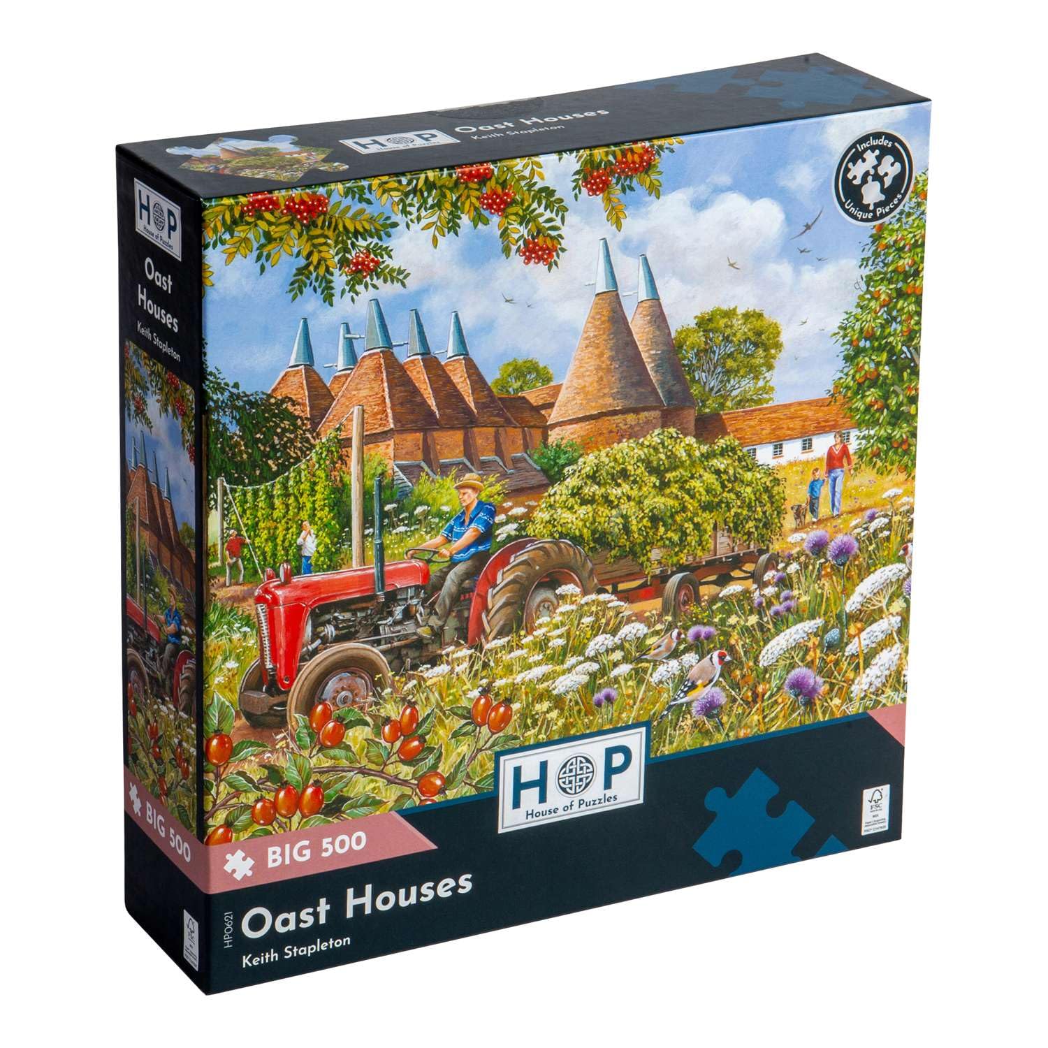 The House of Puzzles - Oast Houses Jigsaw - Big 500 Piece Jigsaws For Adults, Extra Large Pieces, Artist Illustrated, Scenic Landscape, Deluxe Puzzle Gifts — image 1